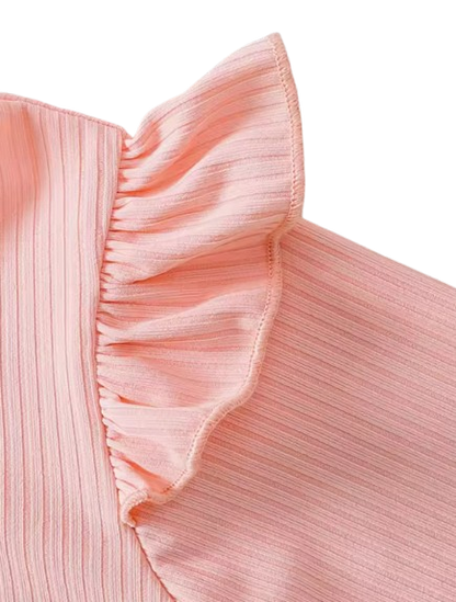 The Laurel - Girls' Princess Outfit with 3D Butterfly Bow – Pleated Textured Dress, Soft Lightweight Kids Clothing