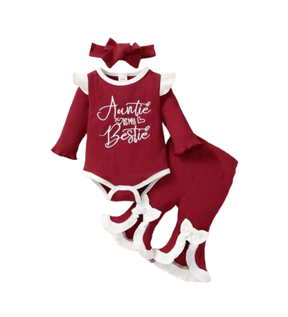 The Persephone - Newborn Baby Girl Outfit Set – Long Sleeve Embroidered Top & Flared Pants, Spring Autumn Clothing