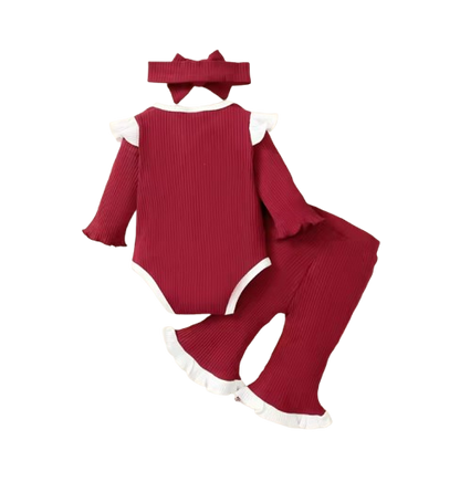 The Persephone - Newborn Baby Girl Outfit Set – Long Sleeve Embroidered Top & Flared Pants, Spring Autumn Clothing
