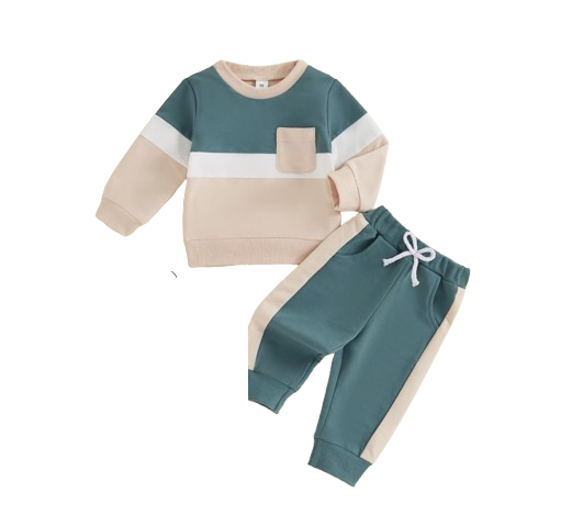 The Lacey - Baby Unisex 2-Piece Tracksuit Set – Contrast Color Long Sleeve Sweatshirt & Pants, Infant Toddler Outfit
