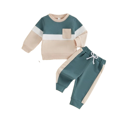 The Lacey - Baby Unisex 2-Piece Tracksuit Set – Contrast Color Long Sleeve Sweatshirt & Pants, Infant Toddler Outfit