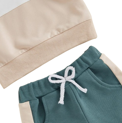 The Lacey - Baby Unisex 2-Piece Tracksuit Set – Contrast Color Long Sleeve Sweatshirt & Pants, Infant Toddler Outfit
