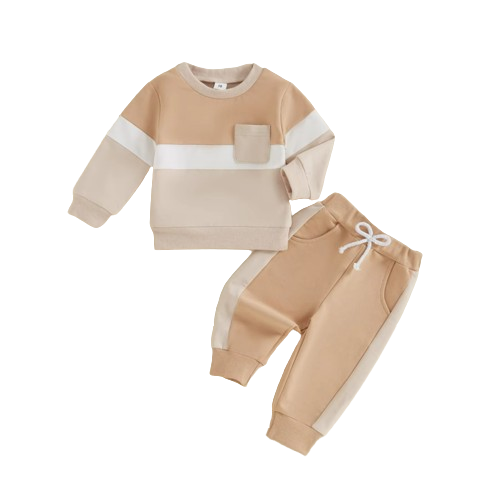 The Lacey - Baby Unisex 2-Piece Tracksuit Set – Contrast Color Long Sleeve Sweatshirt & Pants, Infant Toddler Outfit