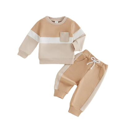 The Lacey - Baby Unisex 2-Piece Tracksuit Set – Contrast Color Long Sleeve Sweatshirt & Pants, Infant Toddler Outfit