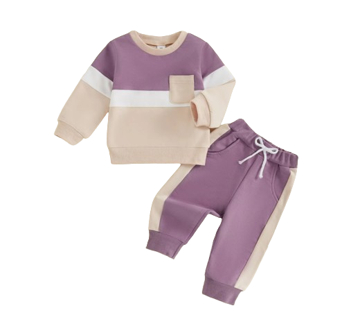 The Lacey - Baby Unisex 2-Piece Tracksuit Set – Contrast Color Long Sleeve Sweatshirt & Pants, Infant Toddler Outfit
