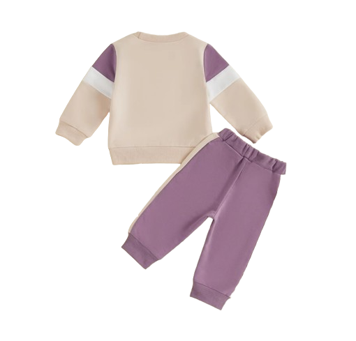 The Lacey - Baby Unisex 2-Piece Tracksuit Set – Contrast Color Long Sleeve Sweatshirt & Pants, Infant Toddler Outfit