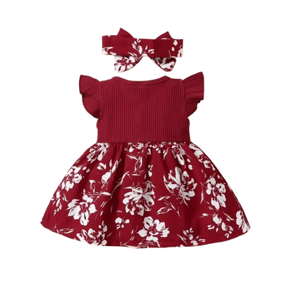 The Veda - Baby Girls' Floral Princess Dress – Korean-Style Butterfly Sleeve Formal Dress for Newborns & Toddlers