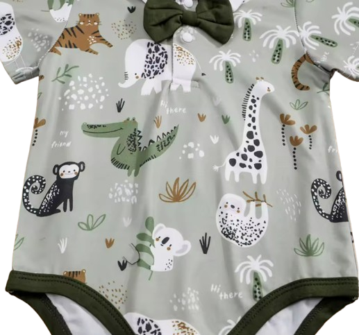 The Ozias - Baby Boys' 2-Piece Summer Outfit Set – Bear Print Short Sleeve Top & Strap Shorts, Cute Toddler Clothing