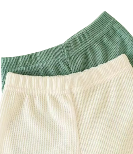 The Aarav - 4-Piece Unisex Baby Summer Outfit Set – Waffle Knit Henley Tank Tops & Elastic Waist Shorts, Neutral Style