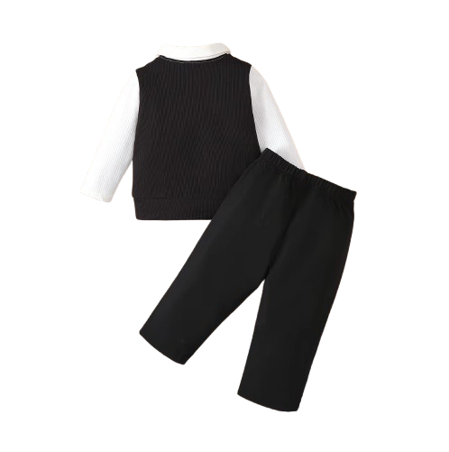 The Kenai - 2PCS Baby Boy Formal Shirt and Black Pants Set, Autumn Winter Outfit