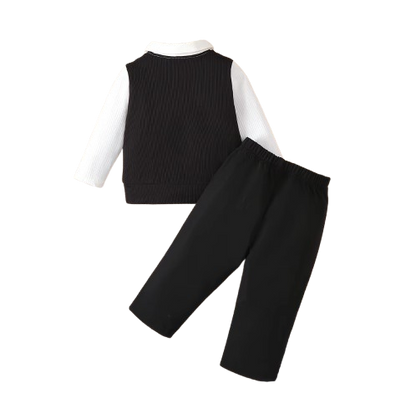 The Kenai - 2PCS Baby Boy Formal Shirt and Black Pants Set, Autumn Winter Outfit