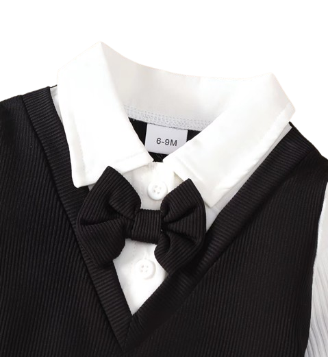 The Kenai - 2PCS Baby Boy Formal Shirt and Black Pants Set, Autumn Winter Outfit