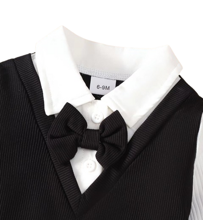 The Kenai - 2PCS Baby Boy Formal Shirt and Black Pants Set, Autumn Winter Outfit