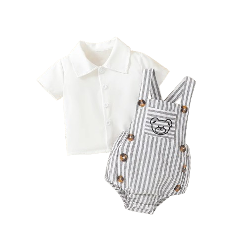 The Layton - Baby Summer 2-Piece Outfit Set, Short Sleeve T-Shirt and Diaper Coveralls