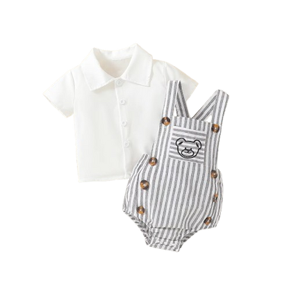 The Layton - Baby Summer 2-Piece Outfit Set, Short Sleeve T-Shirt and Diaper Coveralls