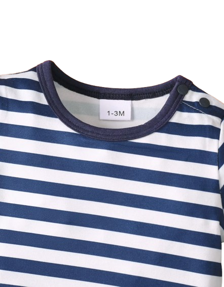 The Wes - 3-Piece Baby Boy Summer Outfit, Striped Shirt, Bear Overalls and Hat