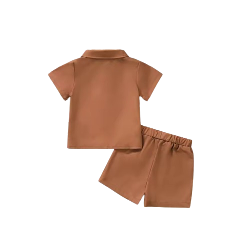 The Jase - 2PCS Baby Boy Summer Striped Shirt and Shorts Set with Pocket