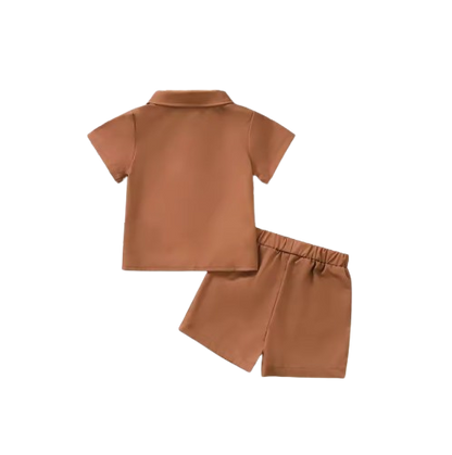 The Jase - 2PCS Baby Boy Summer Striped Shirt and Shorts Set with Pocket