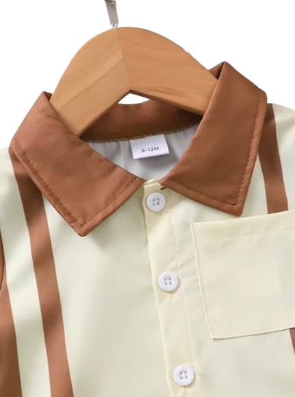 The Jase - 2PCS Baby Boy Summer Striped Shirt and Shorts Set with Pocket