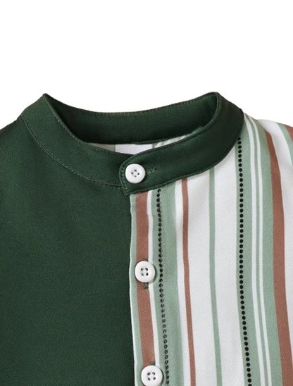 The Cannon - Baby Boy Summer 2-Piece Dinosaur Print Striped Outfit Set