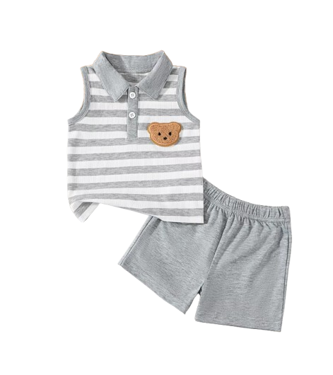 The Neithan - Baby Boy Summer 2-Piece Striped Sleeveless Top and Shorts Set