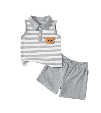 The Neithan - Baby Boy Summer 2-Piece Striped Sleeveless Top and Shorts Set