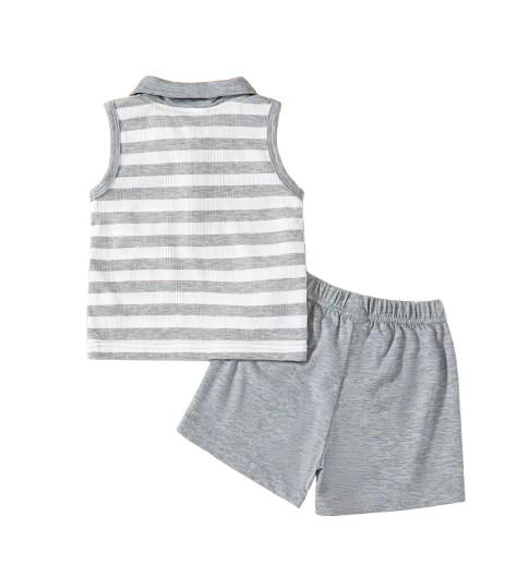 The Neithan - Baby Boy Summer 2-Piece Striped Sleeveless Top and Shorts Set