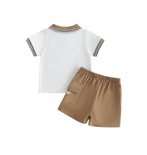 The Westyn - Baby Boy Summer 2-Piece Bear Embroidered T-Shirt and Shorts Set