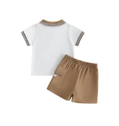 The Westyn - Baby Boy Summer 2-Piece Bear Embroidered T-Shirt and Shorts Set