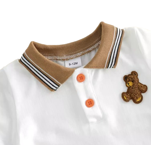 The Westyn - Baby Boy Summer 2-Piece Bear Embroidered T-Shirt and Shorts Set