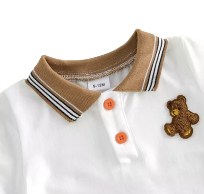 The Westyn - Baby Boy Summer 2-Piece Bear Embroidered T-Shirt and Shorts Set