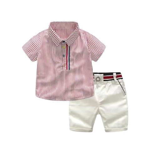 The Braylen - Boys Summer 2-Piece Cotton Striped Shirt and Pants Set