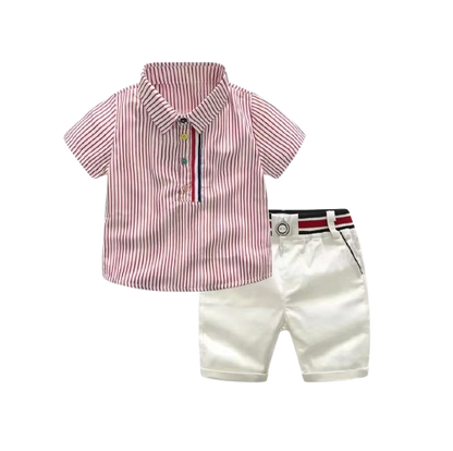 The Braylen - Boys Summer 2-Piece Cotton Striped Shirt and Pants Set