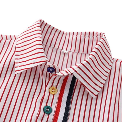 The Braylen - Boys Summer 2-Piece Cotton Striped Shirt and Pants Set