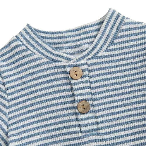 The Lee - Baby Boy Summer 2-Piece Striped Button-Up Bodysuit and Shorts Set