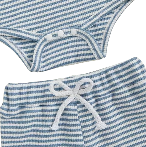 The Lee - Baby Boy Summer 2-Piece Striped Button-Up Bodysuit and Shorts Set