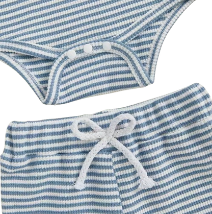 The Lee - Baby Boy Summer 2-Piece Striped Button-Up Bodysuit and Shorts Set
