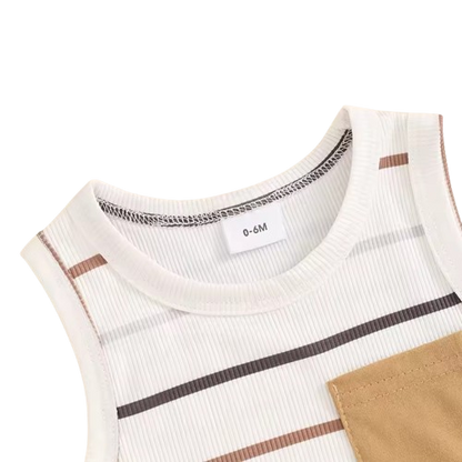 The Ander - Baby Boy Summer 2-Piece Ribbed Striped Tank Top and Shorts Set