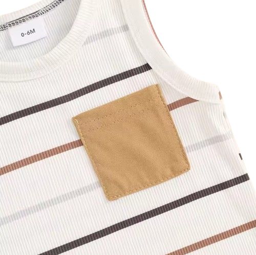 The Ander - Baby Boy Summer 2-Piece Ribbed Striped Tank Top and Shorts Set