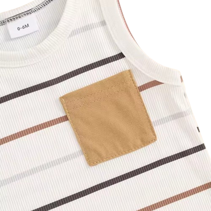 The Ander - Baby Boy Summer 2-Piece Ribbed Striped Tank Top and Shorts Set