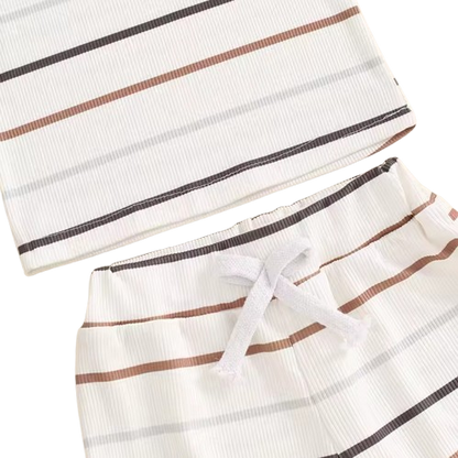 The Ander - Baby Boy Summer 2-Piece Ribbed Striped Tank Top and Shorts Set