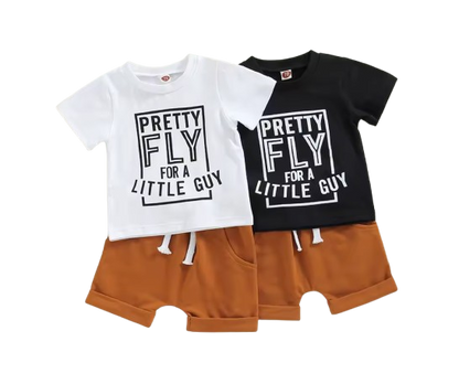 The Dustin - Toddler Boy Summer 2-Piece Letter Print T-Shirt and Shorts Set
