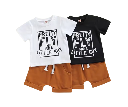 The Dustin - Toddler Boy Summer 2-Piece Letter Print T-Shirt and Shorts Set