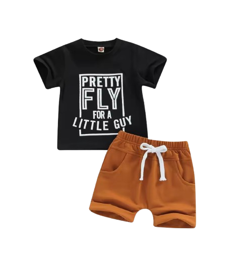 The Dustin - Toddler Boy Summer 2-Piece Letter Print T-Shirt and Shorts Set