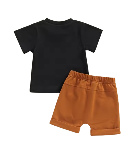 The Dustin - Toddler Boy Summer 2-Piece Letter Print T-Shirt and Shorts Set