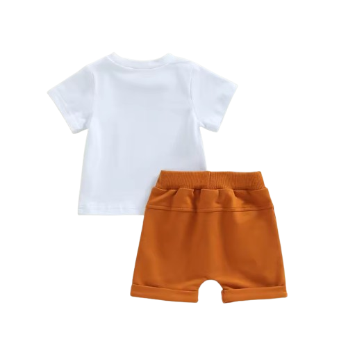 The Amos - Toddler Boy Summer 2-Piece Letter Print T-Shirt and Shorts Set