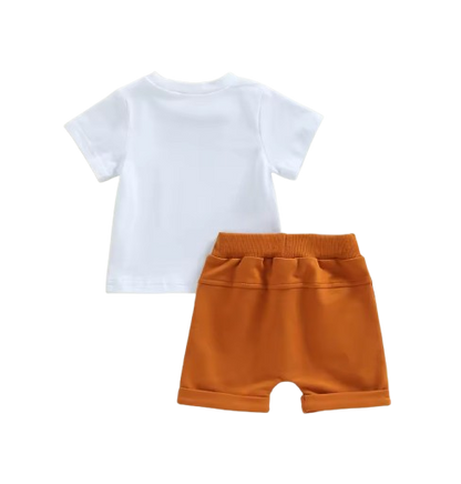 The Amos - Toddler Boy Summer 2-Piece Letter Print T-Shirt and Shorts Set