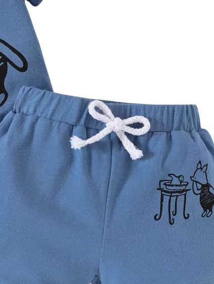 The Marcel - Baby Boy Summer 2-Piece Cartoon Pig Hooded Romper and Shorts Set