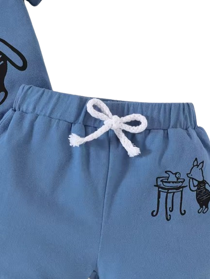 The Marcel - Baby Boy Summer 2-Piece Cartoon Pig Hooded Romper and Shorts Set