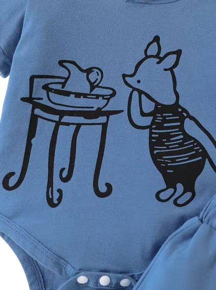 The Marcel - Baby Boy Summer 2-Piece Cartoon Pig Hooded Romper and Shorts Set